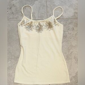 Express Ivory Embellished Camisole Tank Top | Size XS